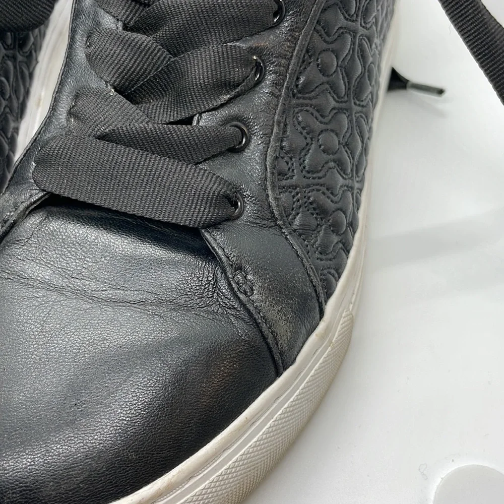 Tory Burch Perfect Black Quilted Marion Leather Sneaker Size 8.5M
